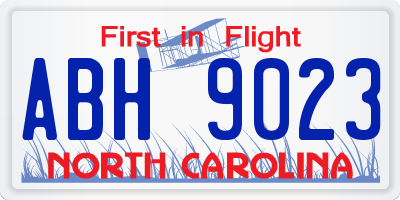 NC license plate ABH9023