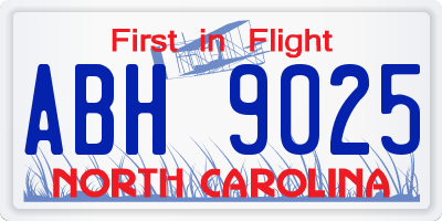 NC license plate ABH9025