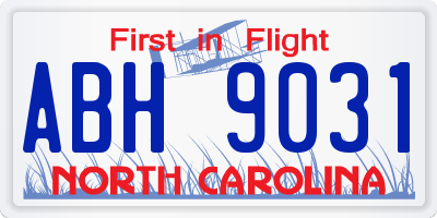 NC license plate ABH9031