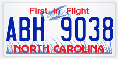 NC license plate ABH9038