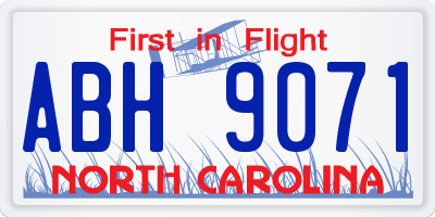 NC license plate ABH9071