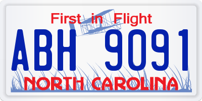 NC license plate ABH9091