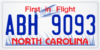 NC license plate ABH9093