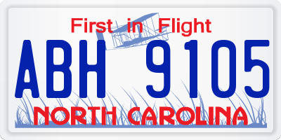NC license plate ABH9105