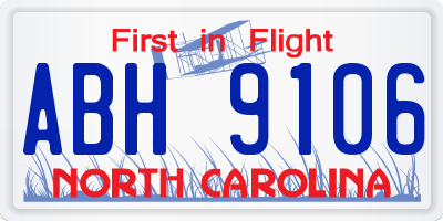 NC license plate ABH9106
