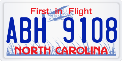 NC license plate ABH9108