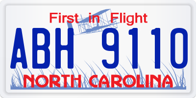 NC license plate ABH9110