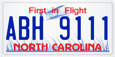NC license plate ABH9111