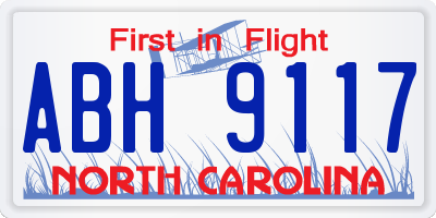 NC license plate ABH9117