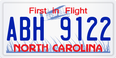 NC license plate ABH9122