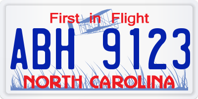 NC license plate ABH9123