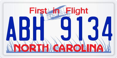 NC license plate ABH9134