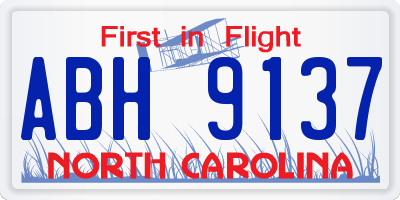 NC license plate ABH9137
