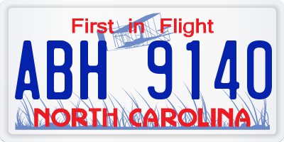 NC license plate ABH9140