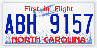 NC license plate ABH9157