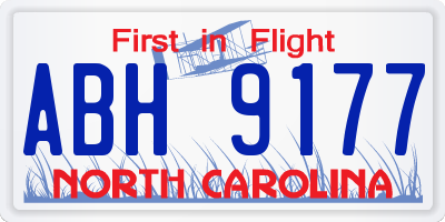 NC license plate ABH9177