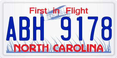 NC license plate ABH9178