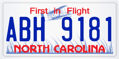 NC license plate ABH9181