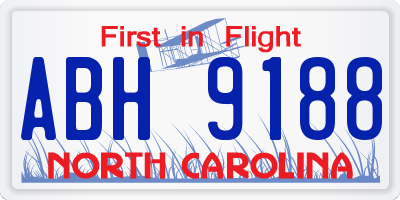 NC license plate ABH9188