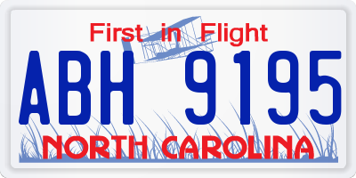 NC license plate ABH9195