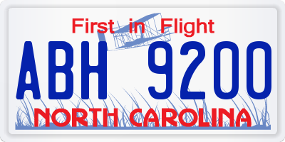 NC license plate ABH9200