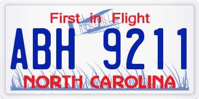 NC license plate ABH9211