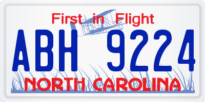 NC license plate ABH9224