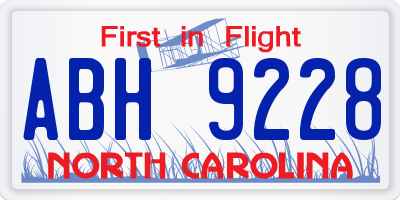 NC license plate ABH9228