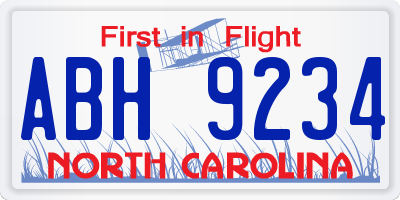 NC license plate ABH9234