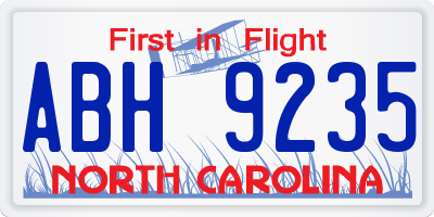 NC license plate ABH9235