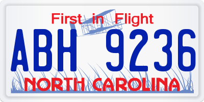 NC license plate ABH9236