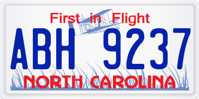 NC license plate ABH9237