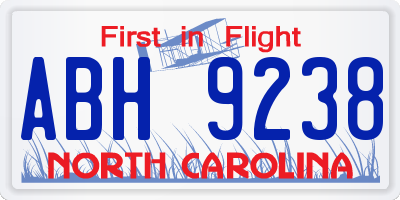 NC license plate ABH9238