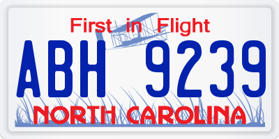 NC license plate ABH9239