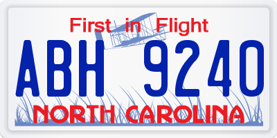 NC license plate ABH9240