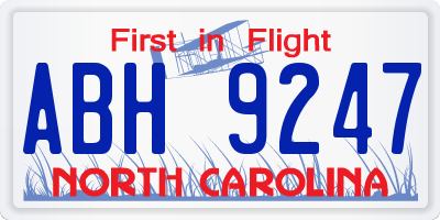 NC license plate ABH9247