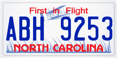 NC license plate ABH9253