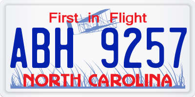 NC license plate ABH9257