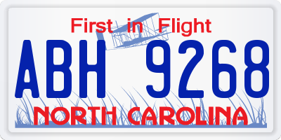 NC license plate ABH9268