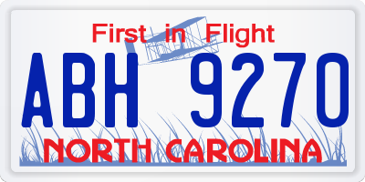 NC license plate ABH9270
