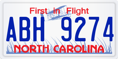NC license plate ABH9274