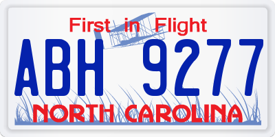 NC license plate ABH9277