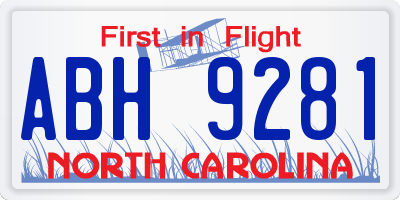 NC license plate ABH9281