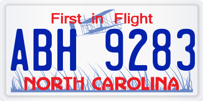 NC license plate ABH9283