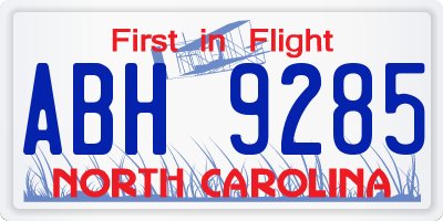NC license plate ABH9285