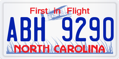 NC license plate ABH9290