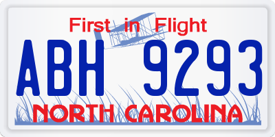 NC license plate ABH9293