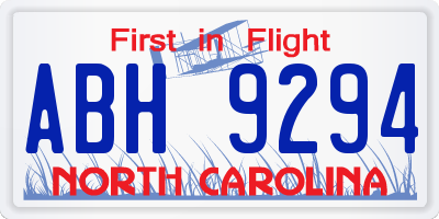 NC license plate ABH9294