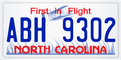 NC license plate ABH9302