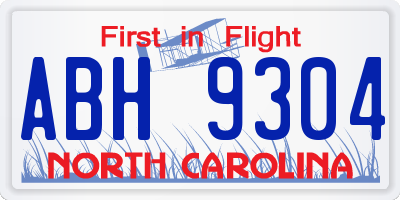 NC license plate ABH9304